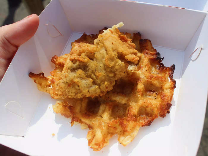 1. Chicken tender and waffle from KFC