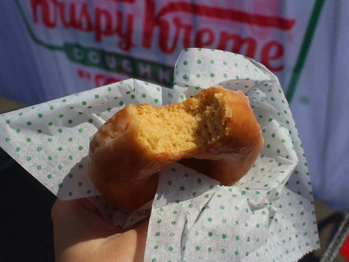 The doughnut was fluffy and had a subtle pumpkin spice flavor. 