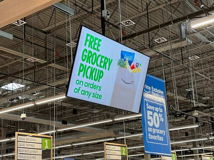 Many of the screens in the store promoted Amazon Fresh