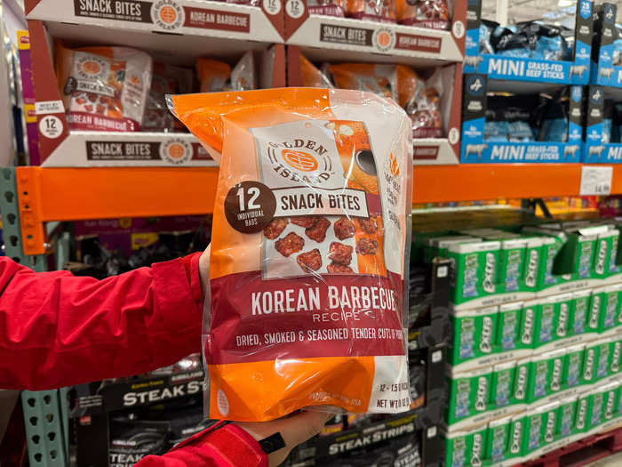 I always make room in my bag for the Golden Island Korean-barbecue snack bites.