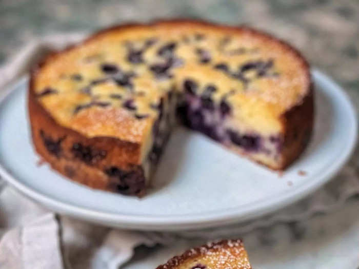 The blueberry-ricotta breakfast cake is perfectly sweet. 