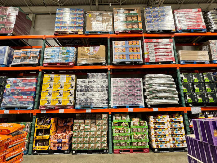 As I made my way toward the back of the store, I started seeing more food and drinks, like these crates of beer.