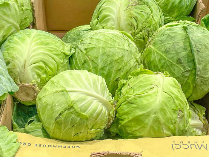 A head of cabbage is essential for tasty coleslaw.