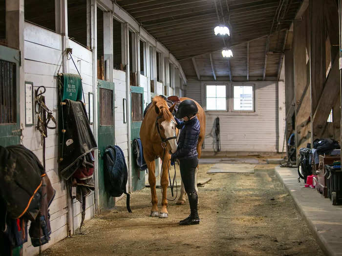 The spacious estate features more than 30,000 square feet of stables.