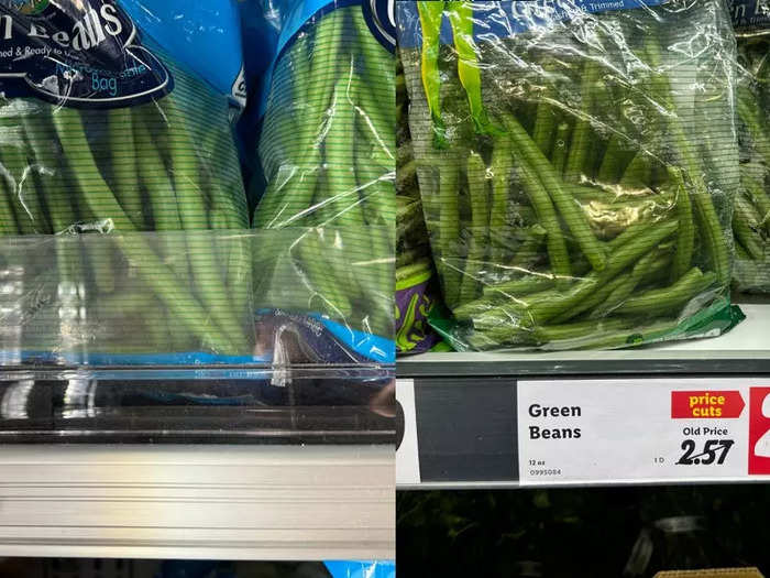 Green beans were also a much better deal at Lidl.