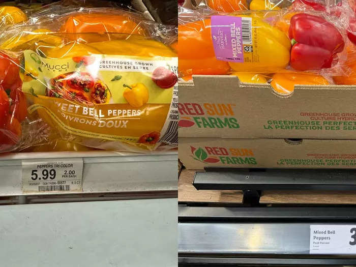 Bell peppers were more affordable at Lidl, too. 