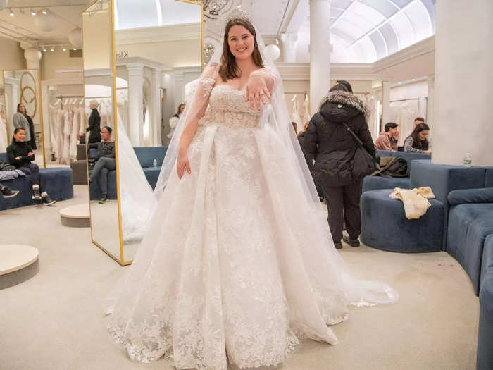 The final dress I tried on was a strapless ball gown from Pnina Tornai.