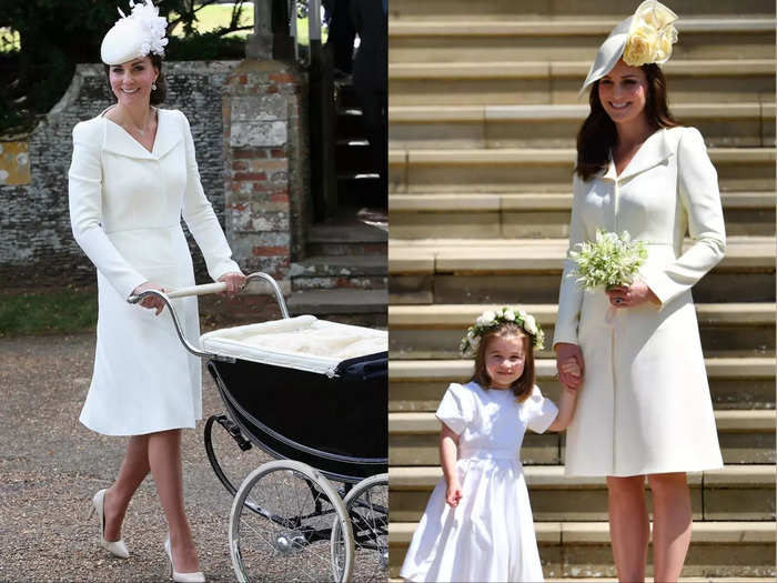 Kate has styled a white coatdress from Alexander McQueen three times.