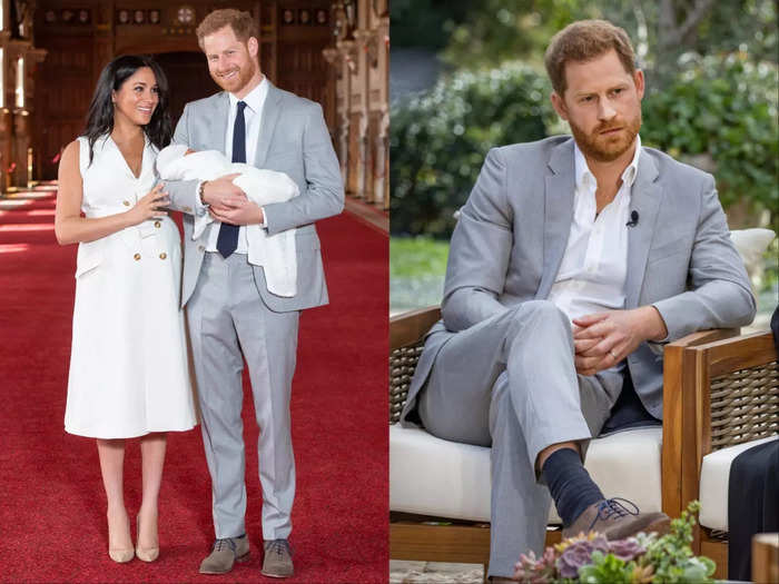 Prince Harry wore a light-gray suit for high-profile moments in both 2019 and 2021.