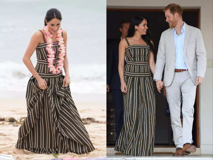 Meghan sported a Martin Grant dress on royal tours in 2018 and 2019.