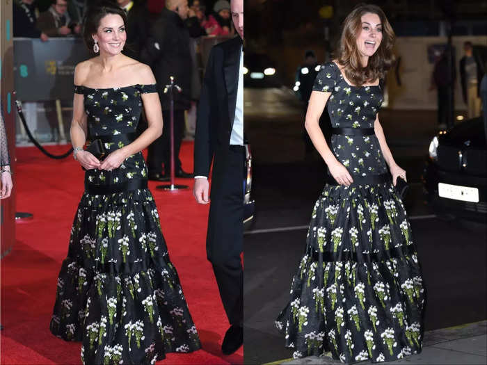 Kate sported an Alexander McQueen gown to two different events, though it had been altered the second time.