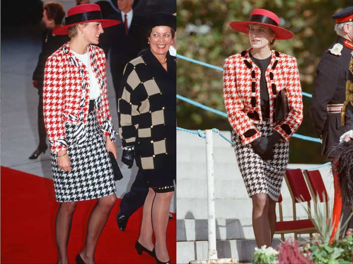 Princess Diana made some subtle changes to this red houndstooth Moschino suit.