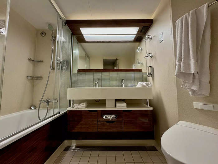 The bathroom was huge for a cruise ship.