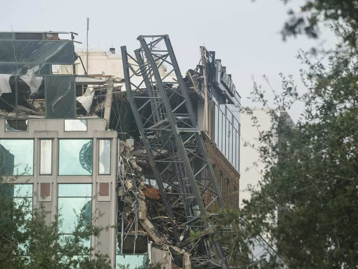 The high winds also toppled a tower crane in downtown St. Petersburg and sent it crashing into a building.