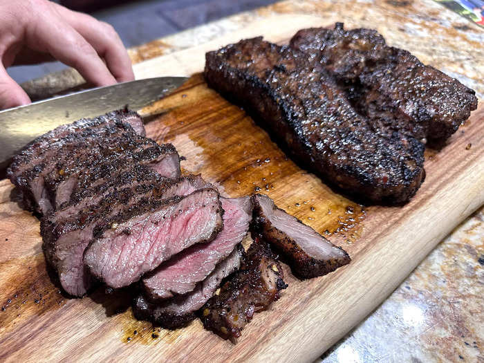 The steaks were easy to slice and cooked perfectly.