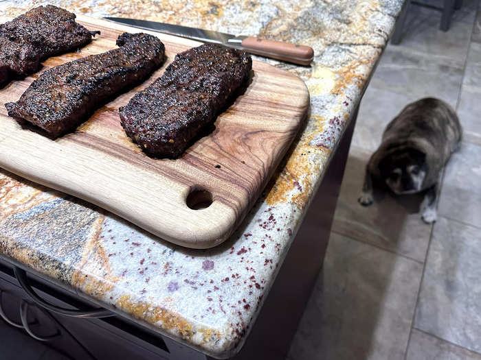 I let the steaks rest for 15 minutes before slicing.