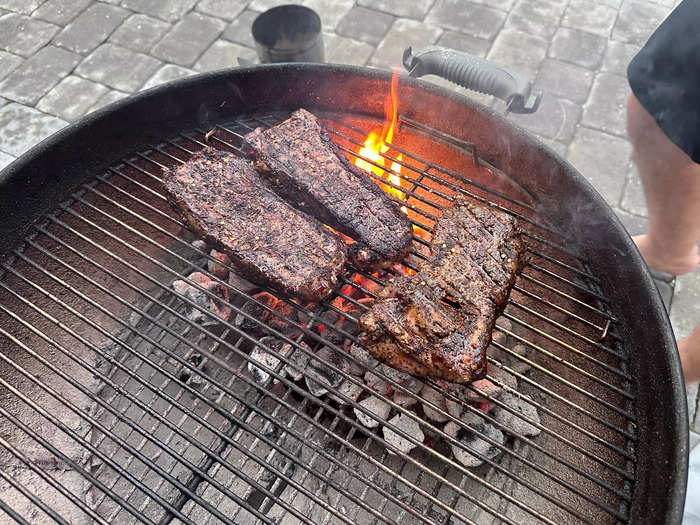 It took just over 10 minutes to grill the steaks.