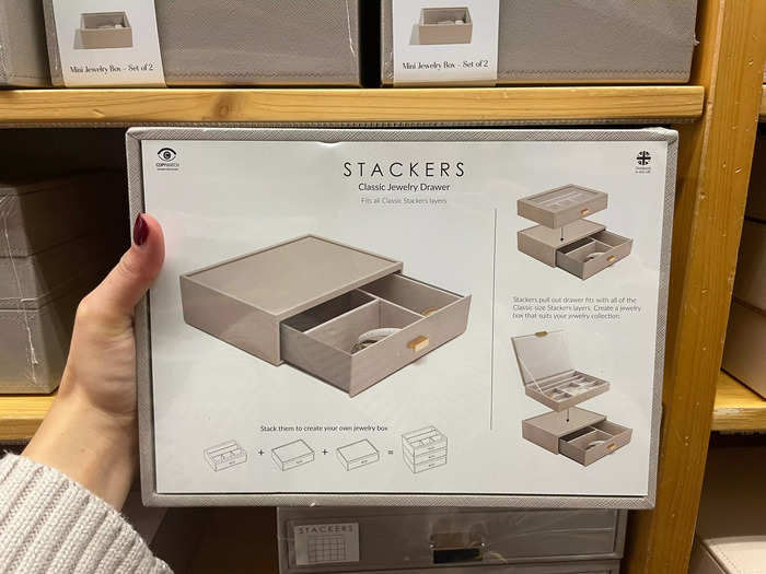 I loved these jewelry boxes by Stackers.