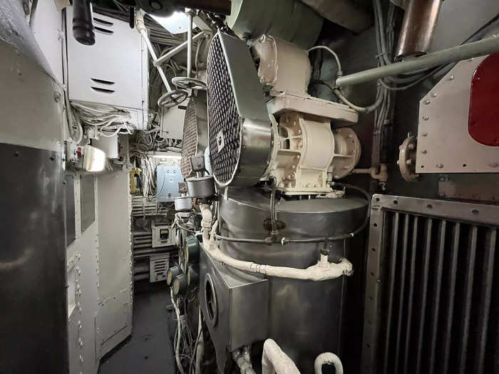 A distillation system boiled seawater, filtering out the salt to supply fresh water.