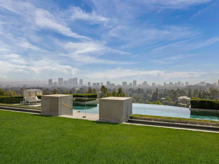 From the pool, you can see the downtown LA skyline.