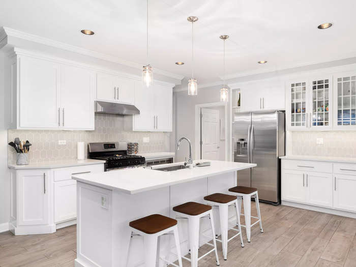 All-white kitchens aren’t as hot as they once were, either.