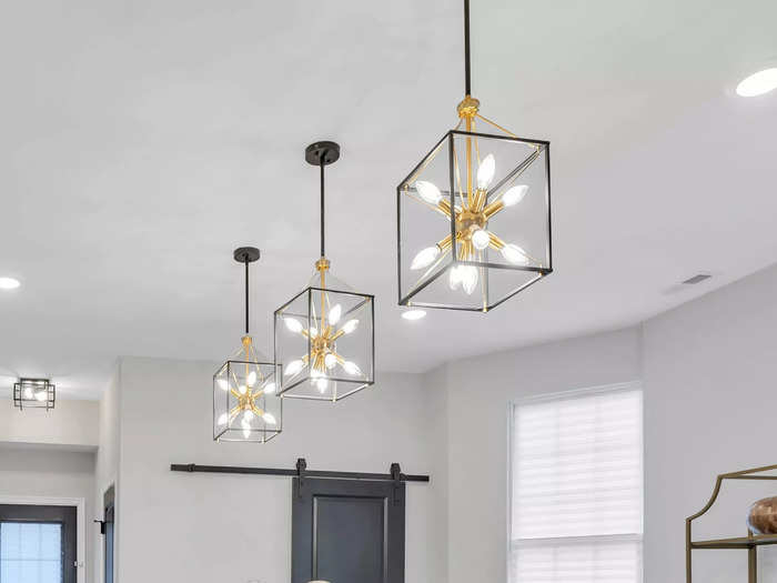 Statement lighting in kitchens is trending. 