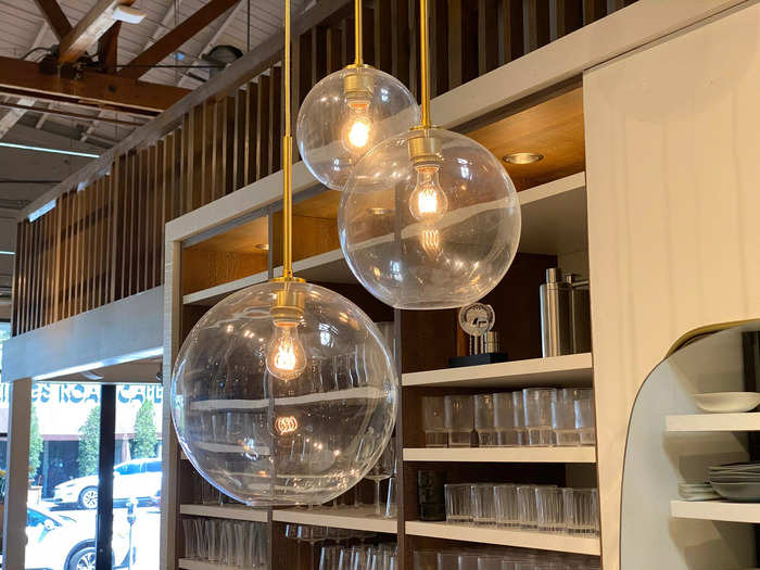 I find the sculptural three-light globe chandelier to be uninspiring.