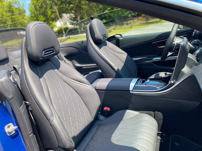 The attractive diamond pattern leather seats are remarkably comfortable and supportive. 