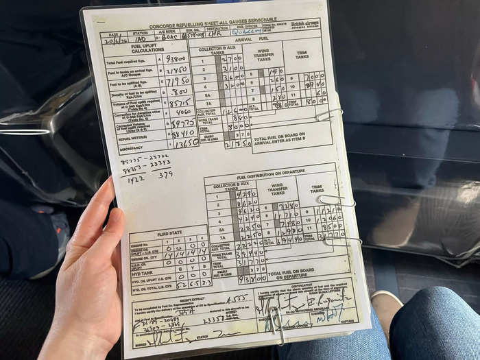 The guide also shared a refueling sheet from 1976 that showed how much fuel a Concorde plane used, contributing to its exorbitant costs.