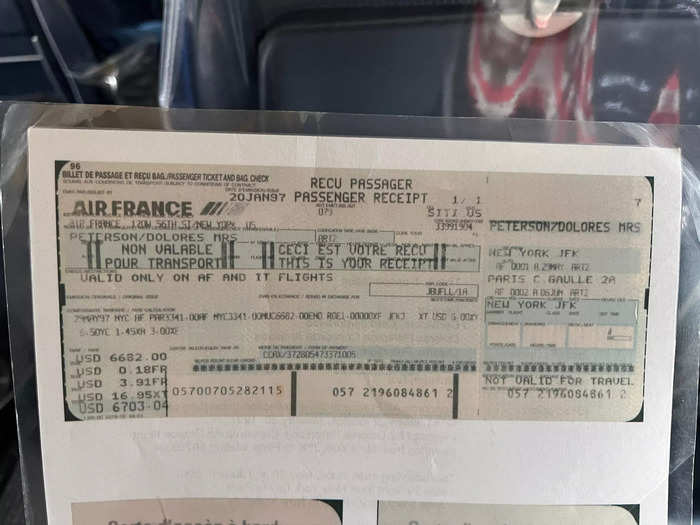 Our tour guide passed around scans of Concorde artifacts such as a ticket from 1997.