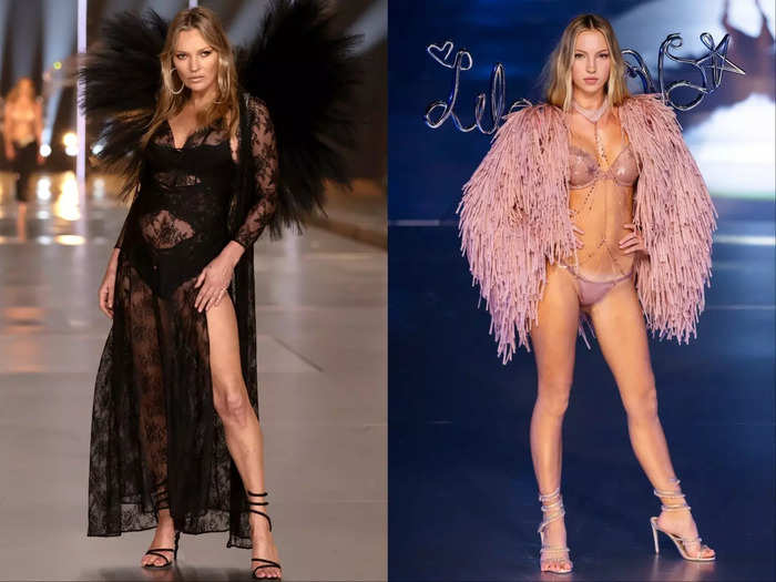 Kate Moss and her daughter Lila both walked the runway in contrasting lingerie.