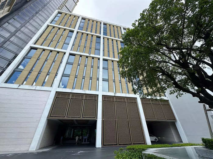 From the outside, the hotel resembles a utilitarian building.