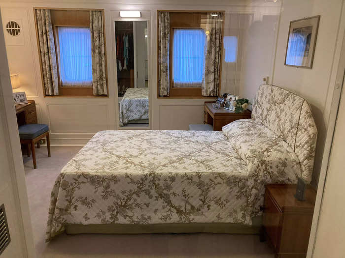 Across the hall, the Honeymoon Suite was the only room on board with a double bed.