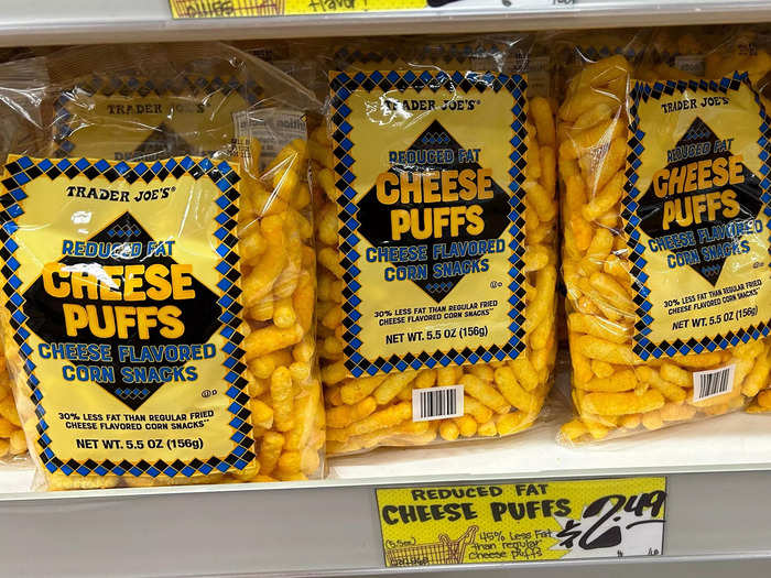 I looked for cheese puffs in the snack aisle. 