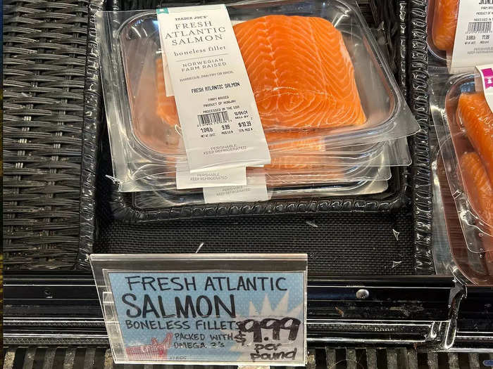 I moved on to the meat aisle to grab some salmon. 