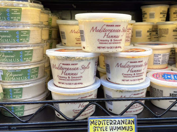 I always keep Trader Joe’s Mediterranean hummus on hand for easy lunches.