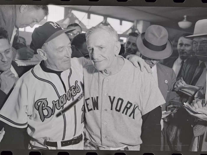 The Yankees beat the Milwaukee Braves for the first time in 1958.