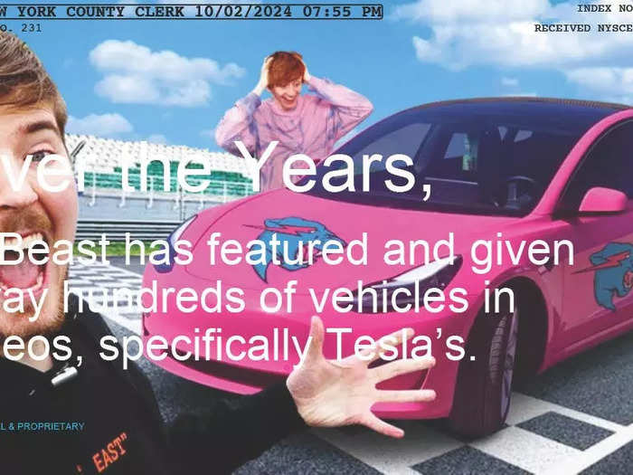 The deck included images of MrBeast with Teslas and other non-GM cars. 