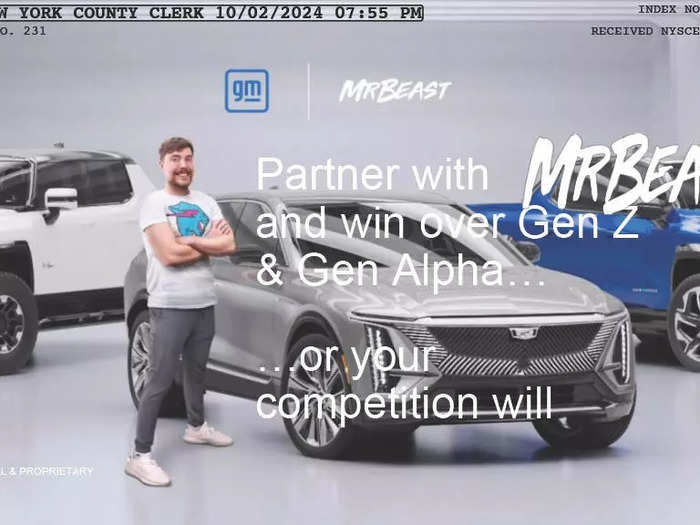 MrBeast touted his ability to reach Gen Z and Gen Alpha.