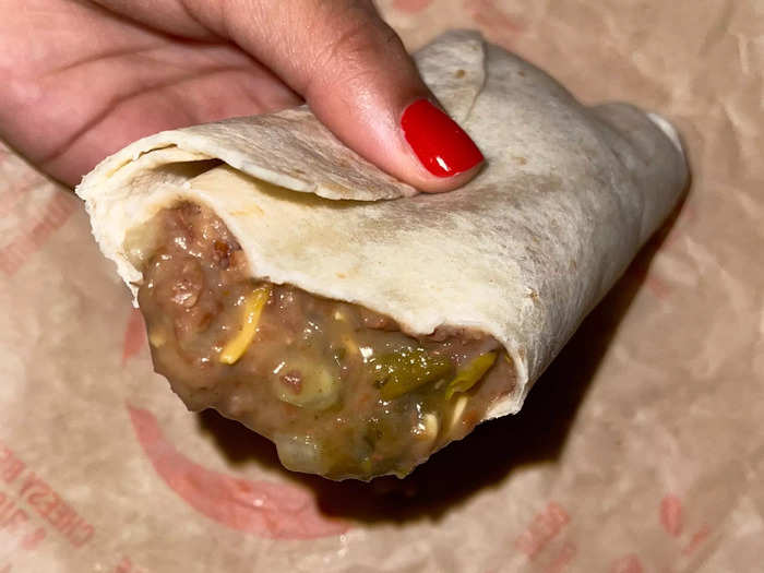 The simplicity of the ingredients used in this burrito allowed the green sauce