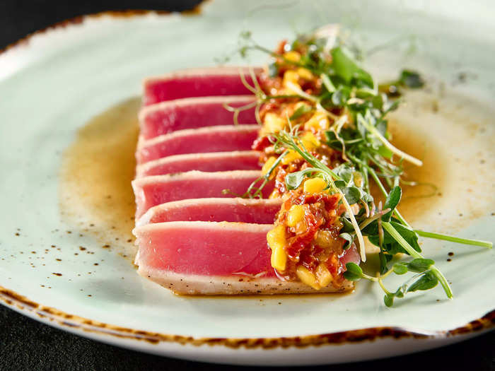 Seared tuna can be pretty dry at a steak house. 