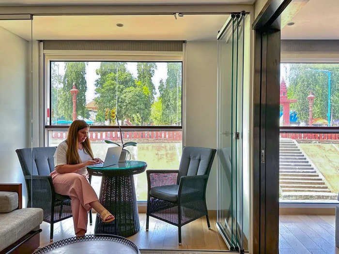 The coolest feature in the room was the "balcony" area with the bistro table and two chairs. 