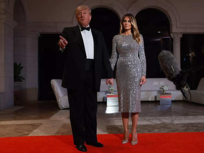 Her public appearances became less frequent in 2022, but Melania wore sparkles for a New Year