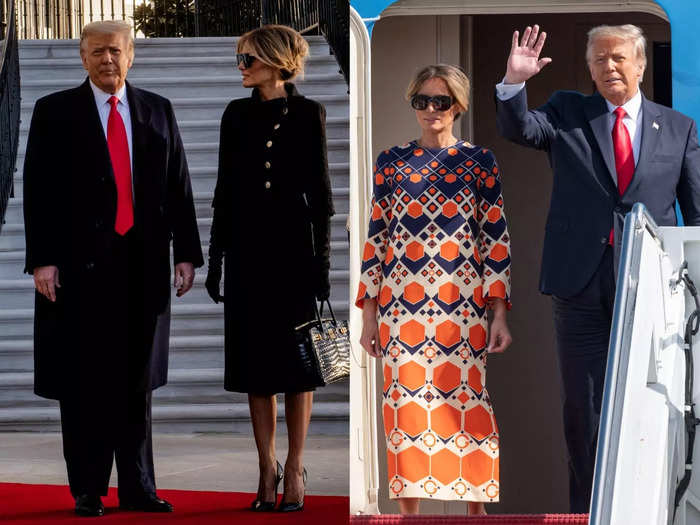 Melania wore contrasting looks on Inauguration Day 2021, sending two different messages.