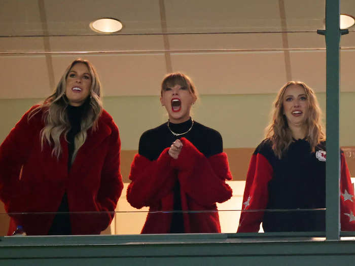 Swift put a more glamorous spin on her NFL style when the Chiefs played the Green Bay Packers in December 2023.