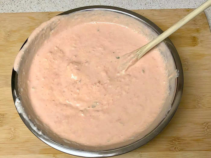 As I mixed the cheesy sauce, I watched as it turned into a surprising shade of millennial pink.