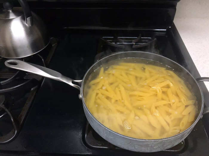 And just before I mixed everything together, I started cooking my pasta.