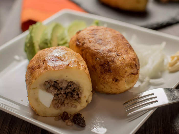 Rellenos de papas, or stuffed potato balls, are a common snack in Puerto Rico.