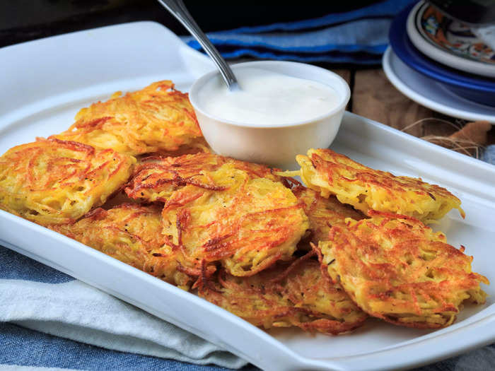 Latkes can be found around the world but originated in Eastern Europe.