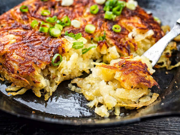 Rösti from Switzerland is a crispy potato fritter.